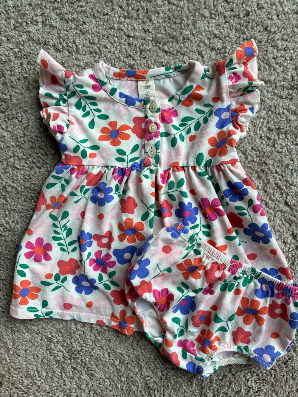 Tucker + Tate Infant Floral Button-Front Dress in White, Pink, Red, Green, Blue